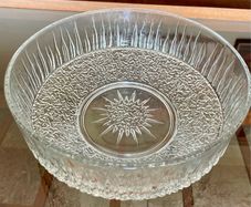 Vintage Ravenhead White Fire Glass Trifle Bowl Large Dessert Dish 1970s