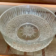 Vintage Ravenhead White Fire Glass Trifle Bowl Large Dessert Dish 1970s