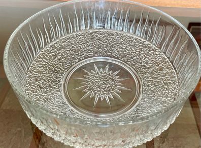 Vintage Ravenhead White Fire Glass Trifle Bowl Large Dessert Dish 1970s
