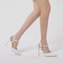 GENSHUO Elegant High Heels with Ankle Strap - White Satin EU 37 Image 5
