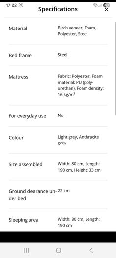 Folding guest bed with mattress - 80cm x 190cm