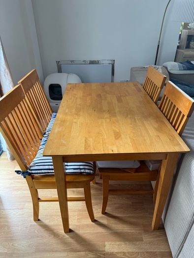 Dining table and four chairs