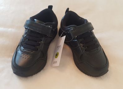 Boys Marks + Spencer black leather runner shoes size J8