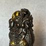 Chinese Guardian Lion - Bronze, Gold Accents Image 2