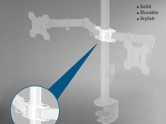 Dual Monitor Arm Desk Mount, Adjustable for 13/27 Inch  Screens, VESA 75x75/100x100, Full Motion Tilt, 360 Rotation, Height Adjustable, Max 10kg per Arm, Easy Install, White