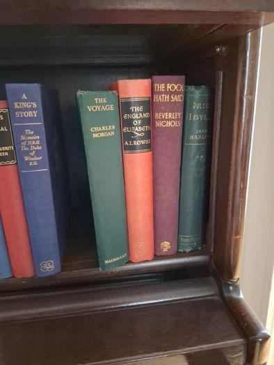 large collection vintage antiquarian books. 4 complete shelves.