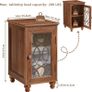 Slim Bedside Table, Farmhouse Nightstand, Glass Door Narrow Bedside Table with Storage, Brown Slim Bedside Cabinets with Adjustable Shelf, Small Side Tables Image 2