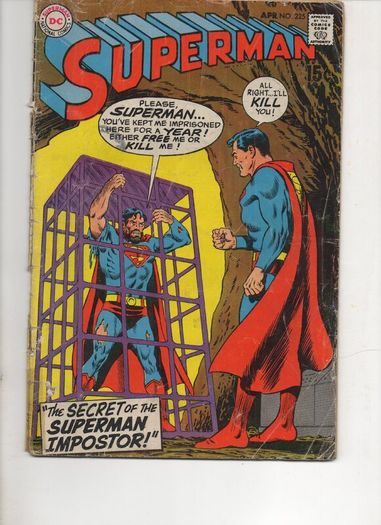 Superman #225 The Secret Of The Superman Imposter 1969 Dc Silver Age Comic