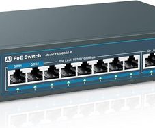 YuanLey 11 Port Gigabit PoE Switch, 8 PoE+ Port 1000Mbps, 2 Gigabit Uplink, 1 SFP Port, 120W 802.3af/at, Metal, Qos, Unmanaged Plug and Play AI Smart Detection Ethernet Switch