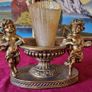 Antique Cherub Gold Effect Ornamental Pedestal Metal Candle Holder Pedestal Stand Made In Spain And With Gold Colour Murano Glass Scented Candle Image 5
