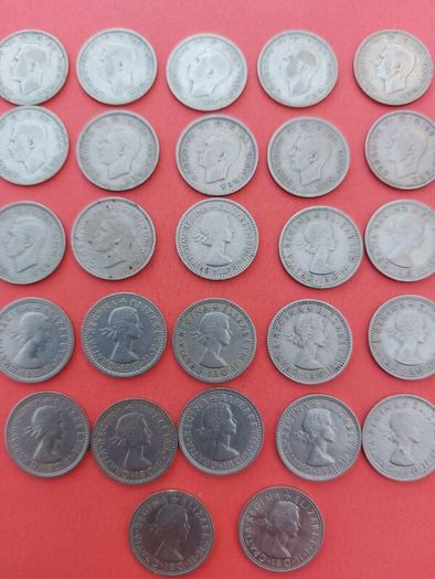 27 English Sixpence's Date Run, including key date 1952