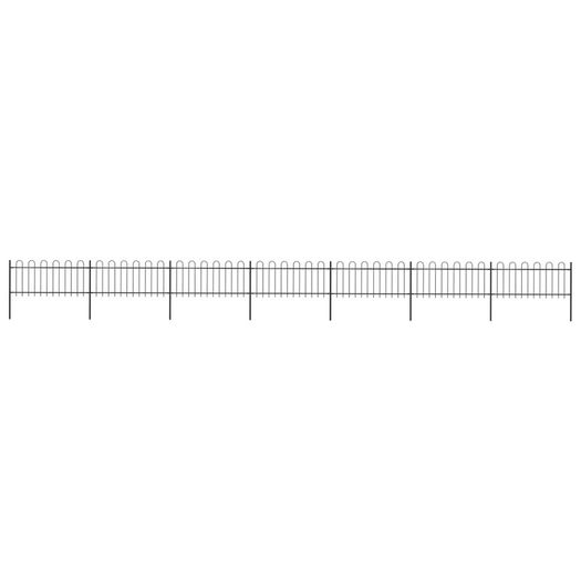 Garden Fence with Hoop Top Steel 11.9x0.8 m Black