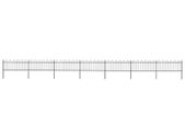 Garden Fence with Hoop Top Steel 11.9x0.8 m Black