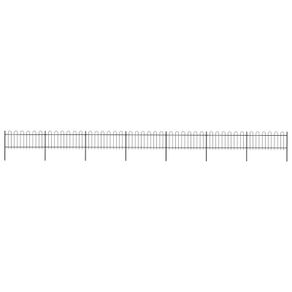 Garden Fence with Hoop Top Steel 11.9x0.8 m Black