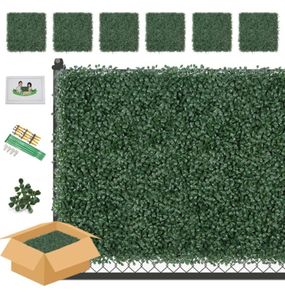 Artificial Grass Wall, 6pcs Plant Wall Panels, Boxwood Greenery Hedges, Privacy Backdrop Fence Screening, Home Garden Outdoor Wall Decoration 50 x 50cm (FREE POSTAGE)