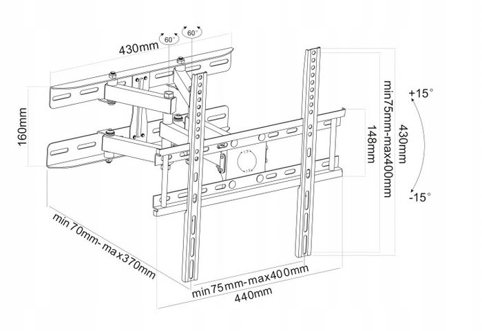 Tv Wall Mount Bracket Tilt and Swivel 20" - 65"