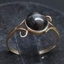 Antique 14K Solid Gold Star Diopside Ring Rare Black Asterism Cabochon Image 2