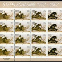 2002 Ireland 250th Anniversary of Irish Horse Steeplechasers Commemorative Stamp Sheetlet Plate 1B1B1B1B Mint Never Hinged (MNH)
