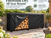 2.57m Outdoor Firewood Rack with Full Waterproof Cover  1/2 Cord, 299kg Capacity