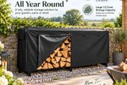 2.57m Outdoor Firewood Rack with Full Waterproof Cover  1/2 Cord, 299kg Capacity