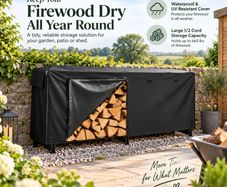 2.57m Outdoor Firewood Rack with Full Waterproof Cover  1/2 Cord, 299kg Capacity
