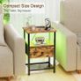 Bedside Table with Charging Station, Small Sofa Side Table with LED Light Image 3