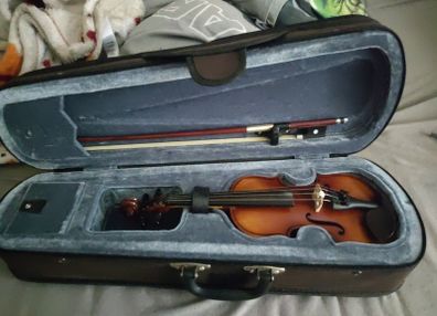 Violin, 1/16 size, for beginners, case, bow and rosin included