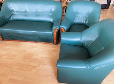 Leather Suite Green Cahir 3+1+1