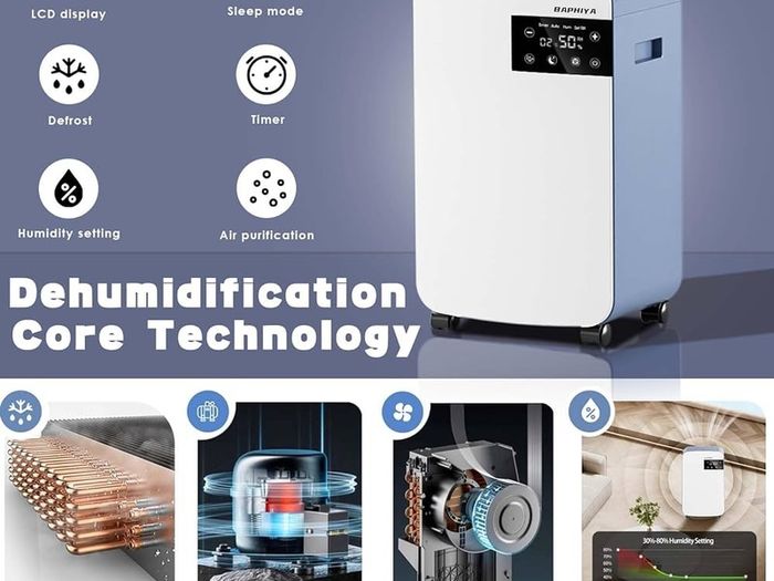 NEW SALE | 12L/D Dehumidifier for Home with Energy Efficient Compressor-HEPA Filter Air Purification, Continuous Drainage, 2.5L Tank, Timer, Sleep Mode, Auto Defrosting, Humidity Target, for Basement Laundry