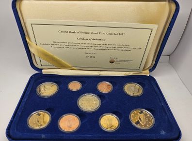 Ireland 2012 Euro Coin Set in Original Holder with COA 2 Euro to 1 Cent