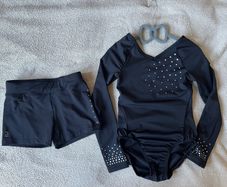 Gymnastics long sleeve leotard and shorts age 6-8