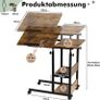 Laptop Table with Storage Side Table C-Shape with Wheels, Adjustable Table Top Image 2