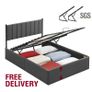 Double bed Hydraulic Ottoman Storage Bed  Double (4ft6) Dark Grey Upholstered Fabric with Lift-Up Storage & Soft Headboard Image 2