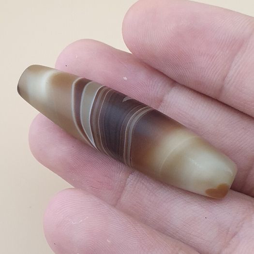 Vintage Middle Eastern Yemeni Suliemani Natural Eye Agate Bead Amulet