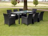 9 Piece Outdoor Dining Set with Cushions Poly Rattan Black
