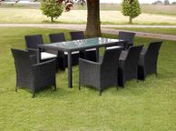 main image for ad 9 Piece Outdoor Dining Set with Cushions Poly Rattan Black