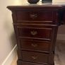 Mahogany & leather desk with drawers Image 5