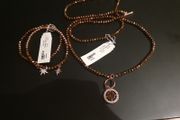 NEW Necklace with pendant and Bracelet rose brown with sparkling stones by Absolute Jewellery Design set RRP 85 euro NEW