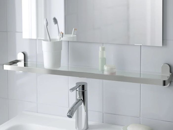 ikea brogrund glass and chrome shelf