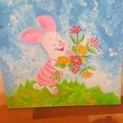 Piglet hand painted Nursery Picture