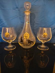 Franco Dolce Vita Italian Handmade Decanter & 2 Glasses - Lion Design - Original Box