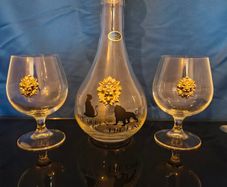 Franco Dolce Vita Italian Handmade Decanter & 2 Glasses - Lion Design - Original Box