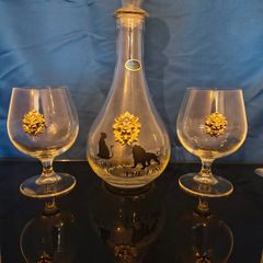 Franco Dolce Vita Italian Handmade Decanter & 2 Glasses - Lion Design - Original Box