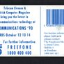 1993 Ireland 10 unit Communications '93 (Gemplus GEM1) Callcard Used. Telecom Eireann card number 1048. Image 2
