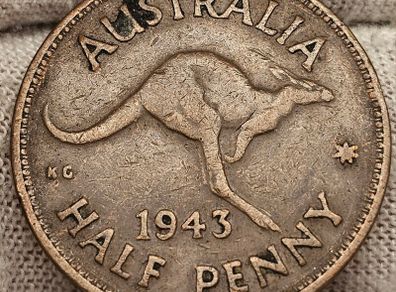 Australia 1943 Halfpenny 1/2d Coin