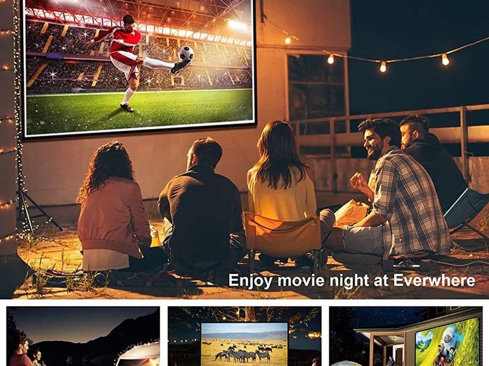 1080P HD Bluetooth Projector Support Digital Zoom, Outdoor Movie Projector with Screen, Bigasuo 8000L Mini Home Video Projector Compatible with HDMI,USB, Android/iOS Smartphone,Laptop (FREE SHIPPING)