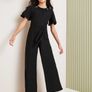Black Next Lipsy Cut Out Flutter Sleeve jumpsuit Age 11 Girls Image 2