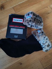 Hunter kids leopard cuff welly socks