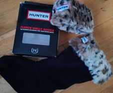 Hunter kids leopard cuff welly socks