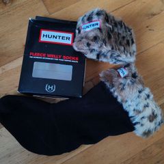 Hunter kids leopard cuff welly socks